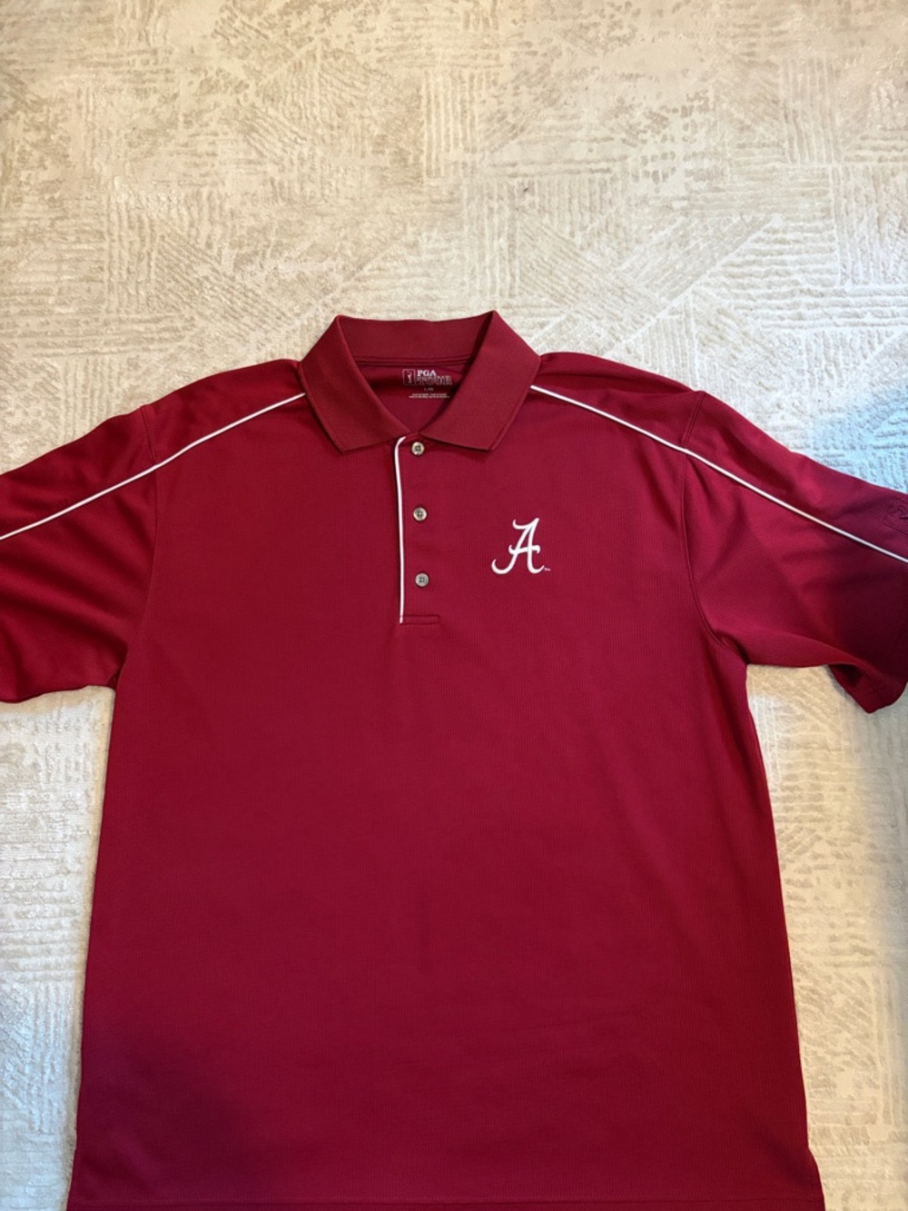 Alabama PGA Tour Men's Crimson Polo with White 'A' Embroidery